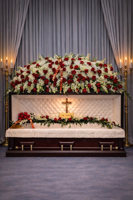 Red and white assorted half archway