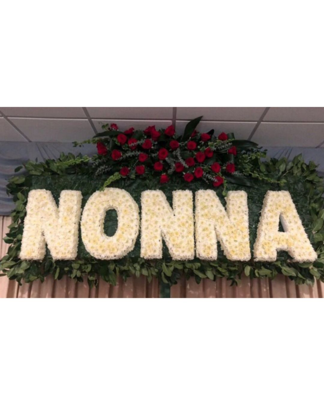 All White Half Arch with Red Rose Accent