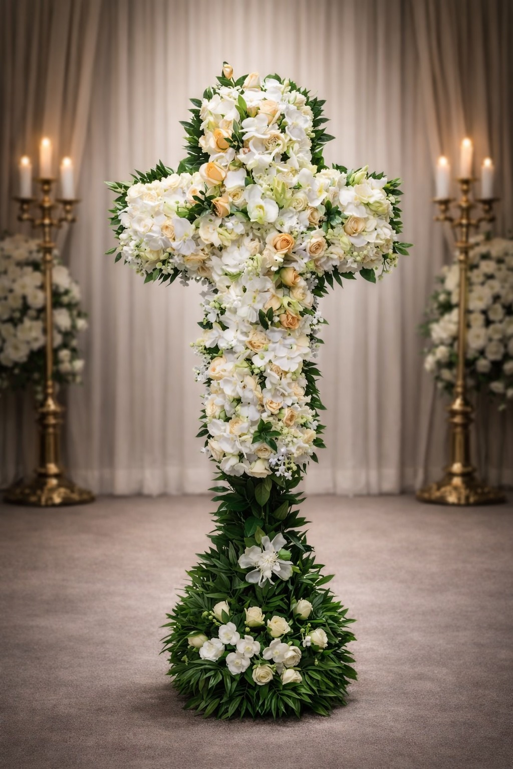 Mixed white cross with lemon leaf