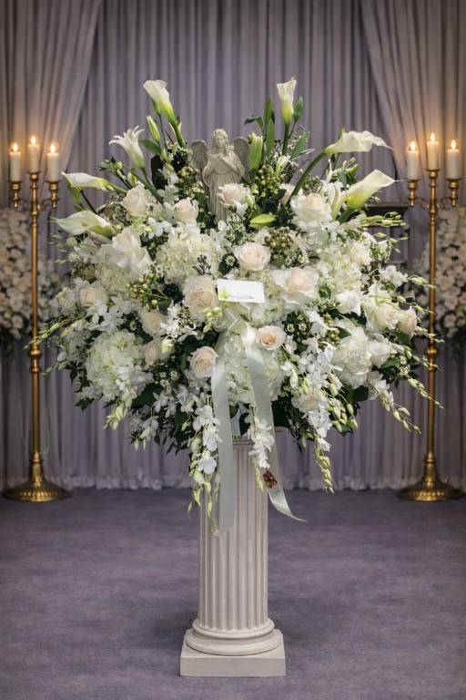 All white angel basket