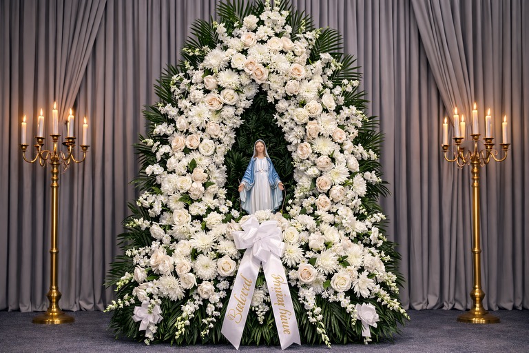 All White Assorted Gate of Heaven with Statue