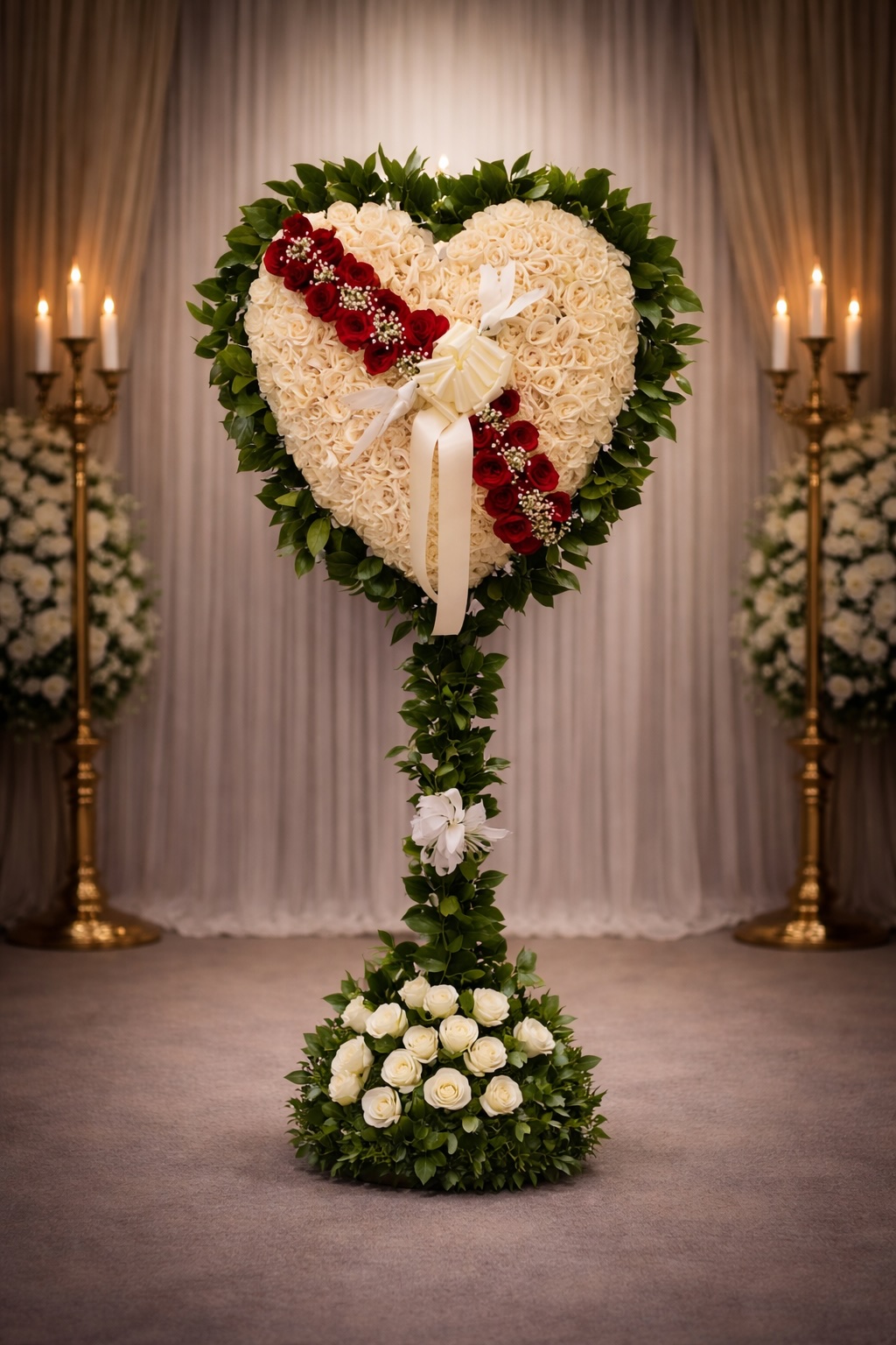 White rose broken heart with lemon leaf
