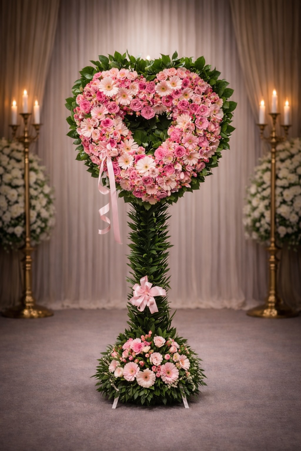 Open Mixed Pink Heart with Lemon Leaf