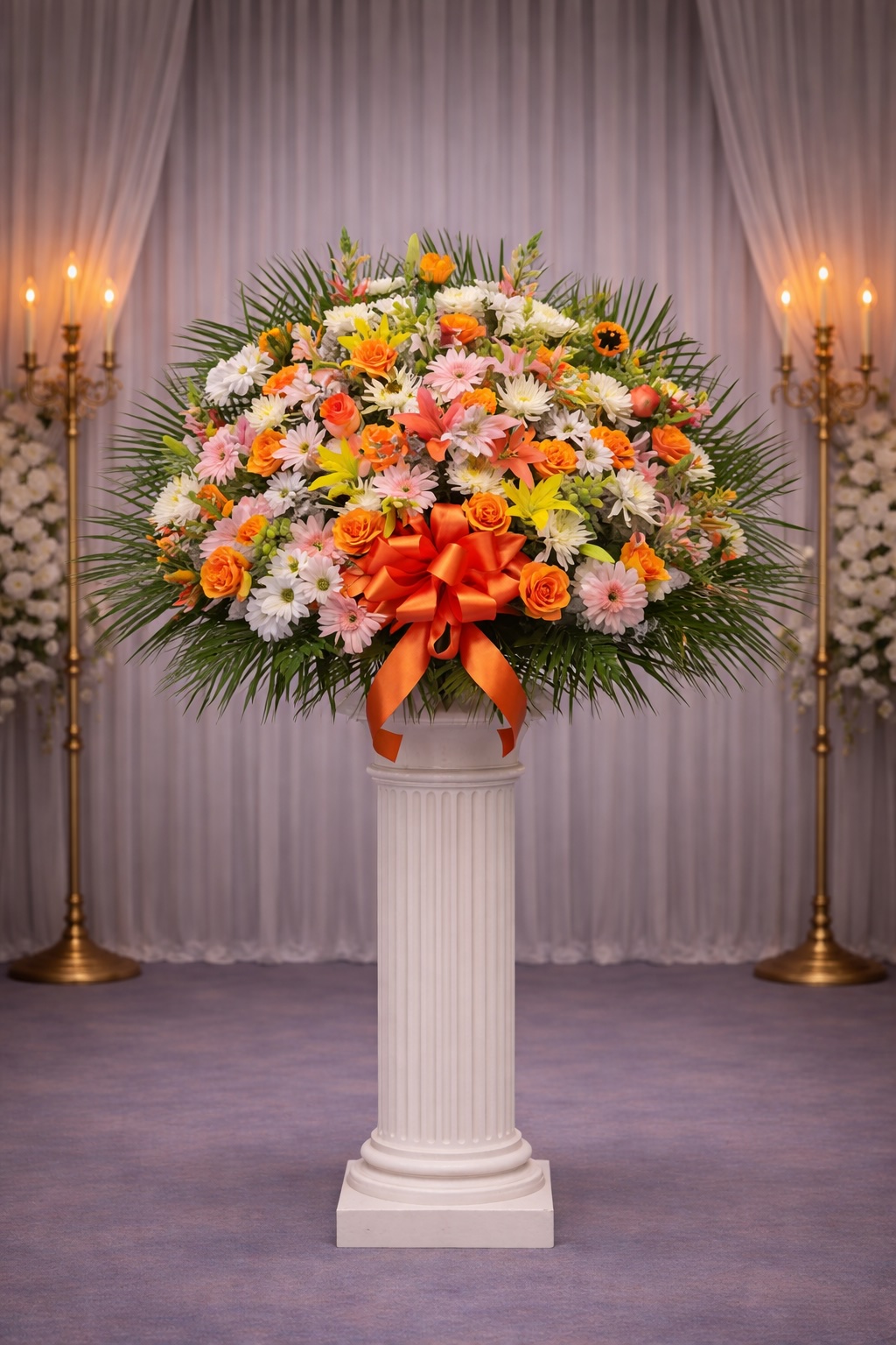 Pink and orange with lilies standard basket