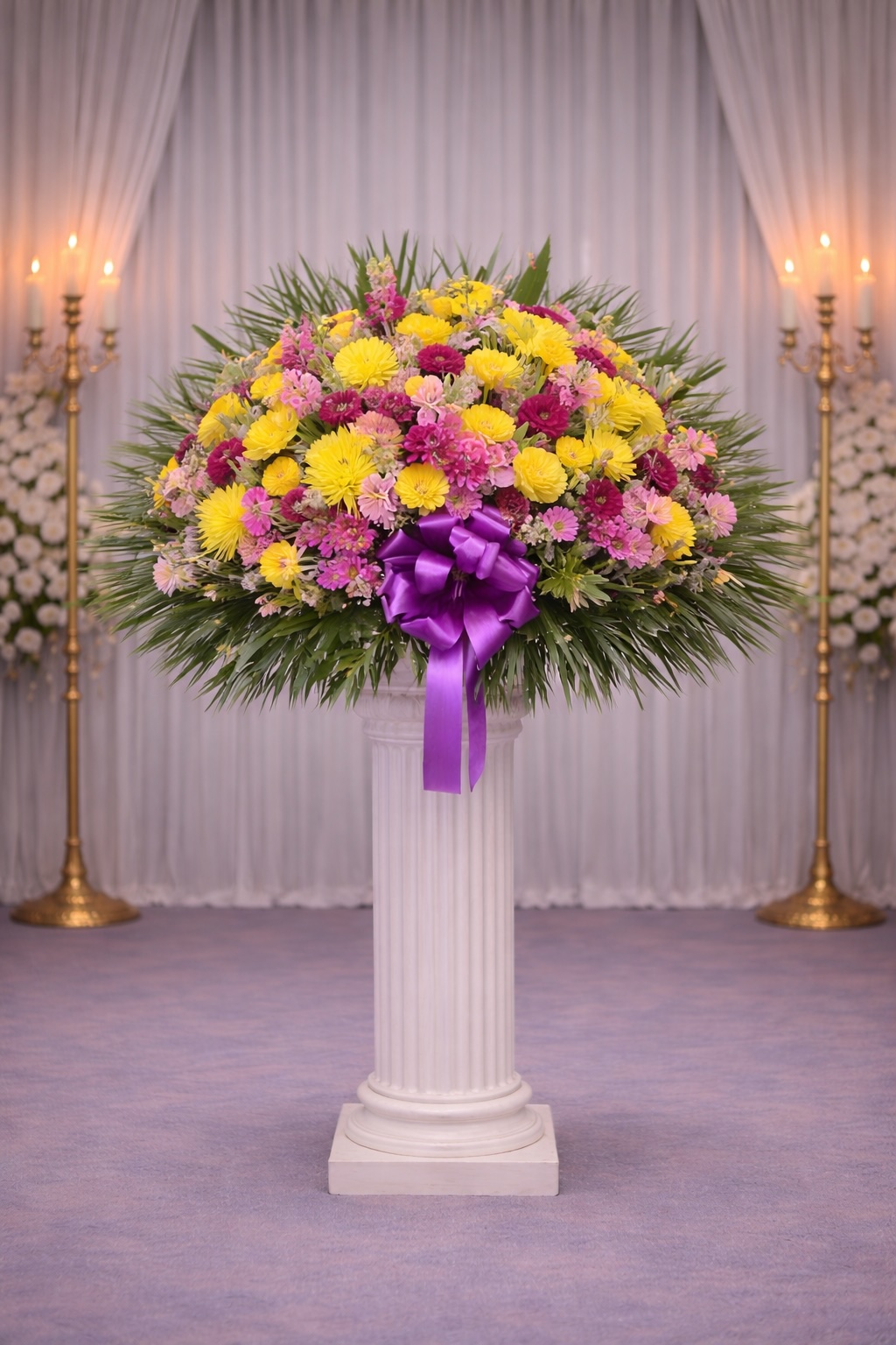 Yellow, purple and pink standard basket