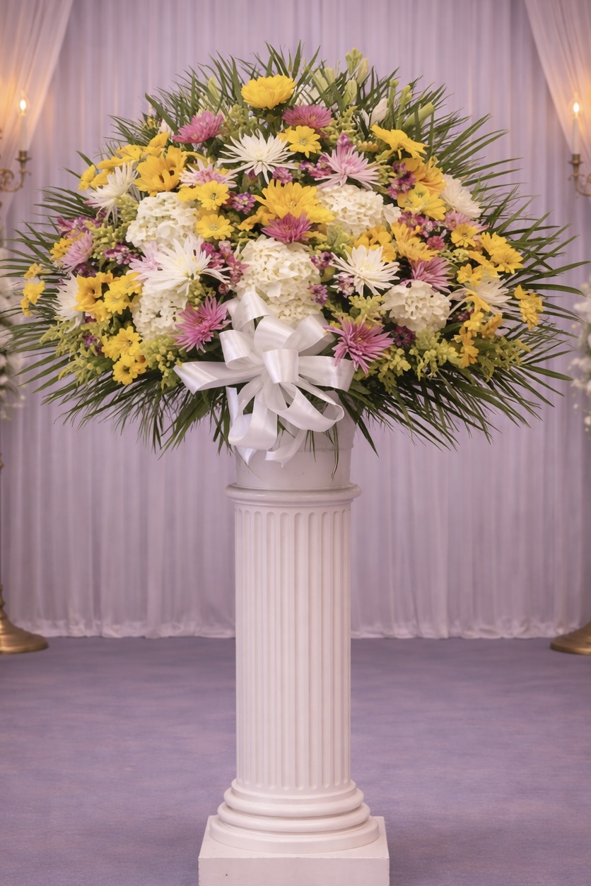 Purple, yellow and white standard basket