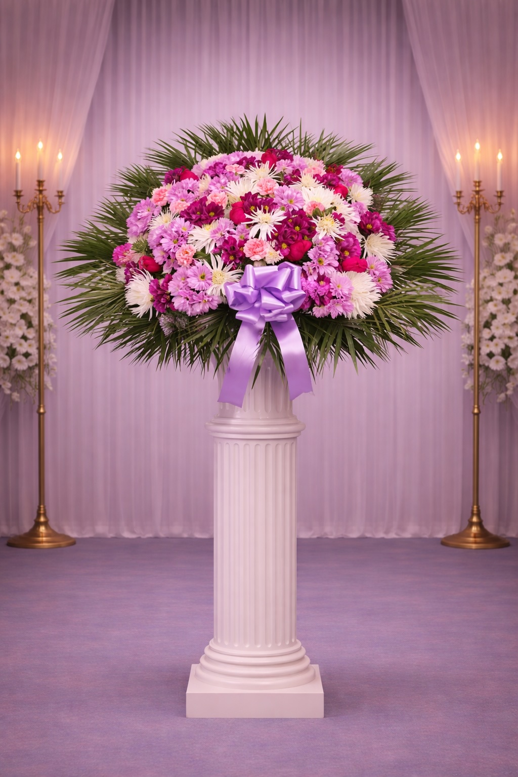 Purple, pink and white standard basket