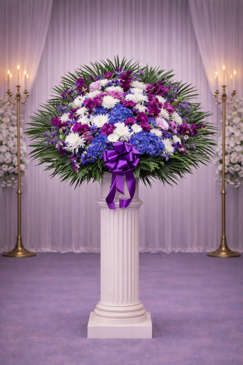 Purple, blue and white standard basket