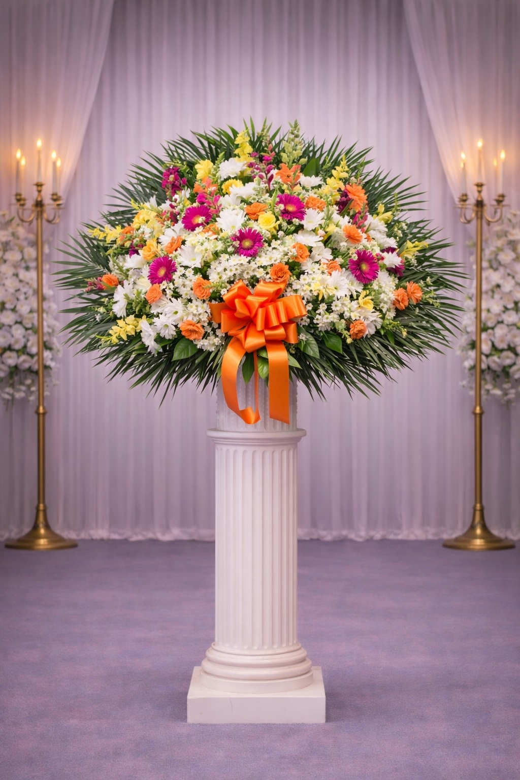 Pink, yellow, orange and white standard basket
