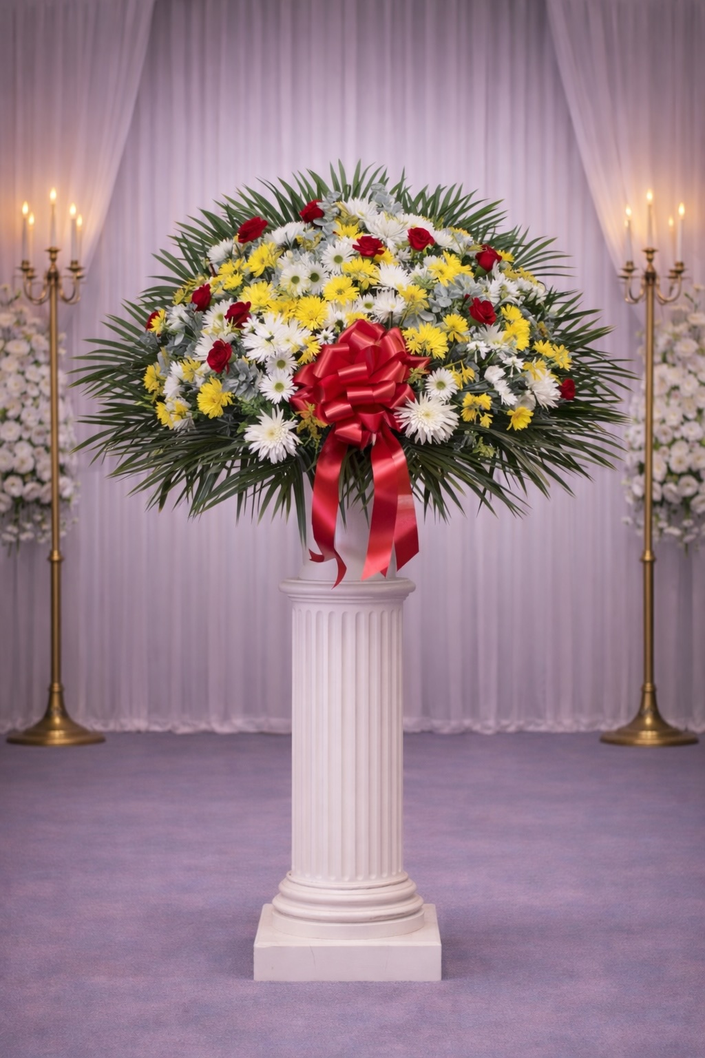Yellow, red and white standard basket