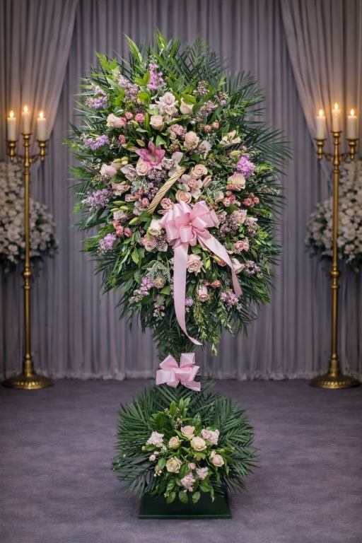 Pink Rose freeflowing spray in fireside basket