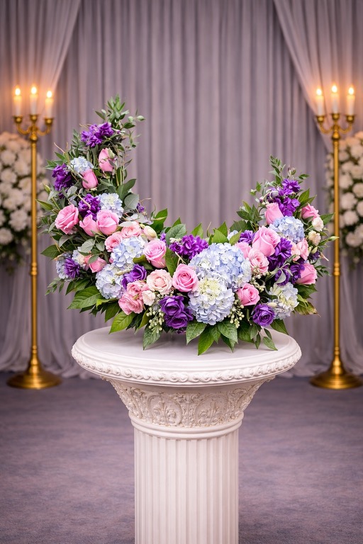 Pink, Purple and Blue Urn Wreath