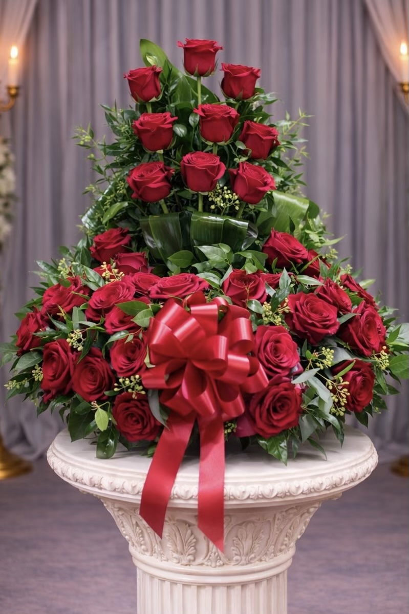 Red Rose Urn Wreath