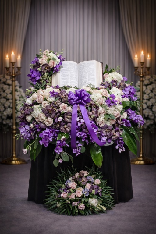 Purple and White Orchid and Rose Real Bible Keepsake