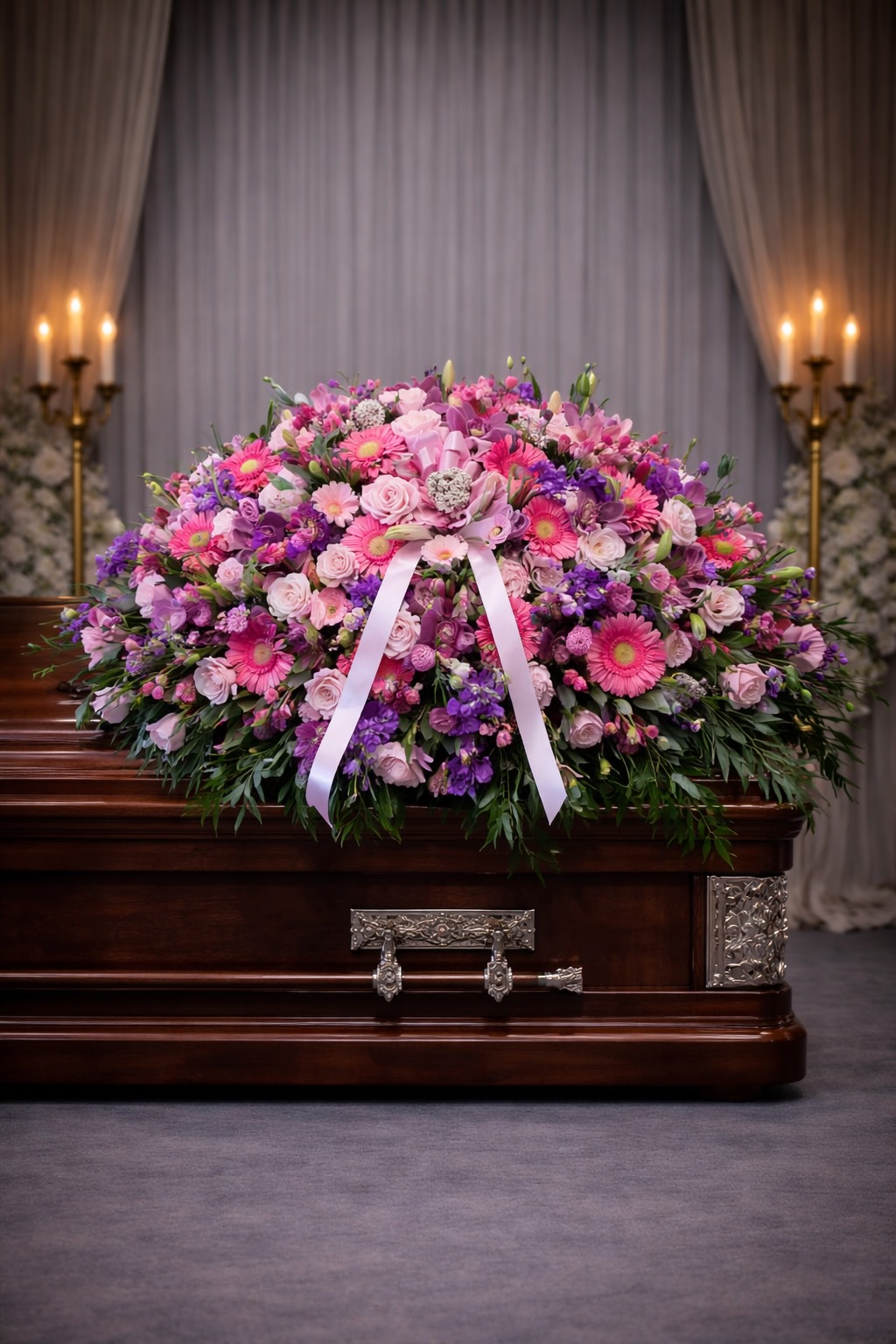 Pink and Purple Casket Spray