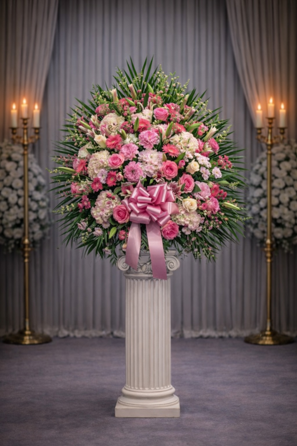 Pink and white elegant basket