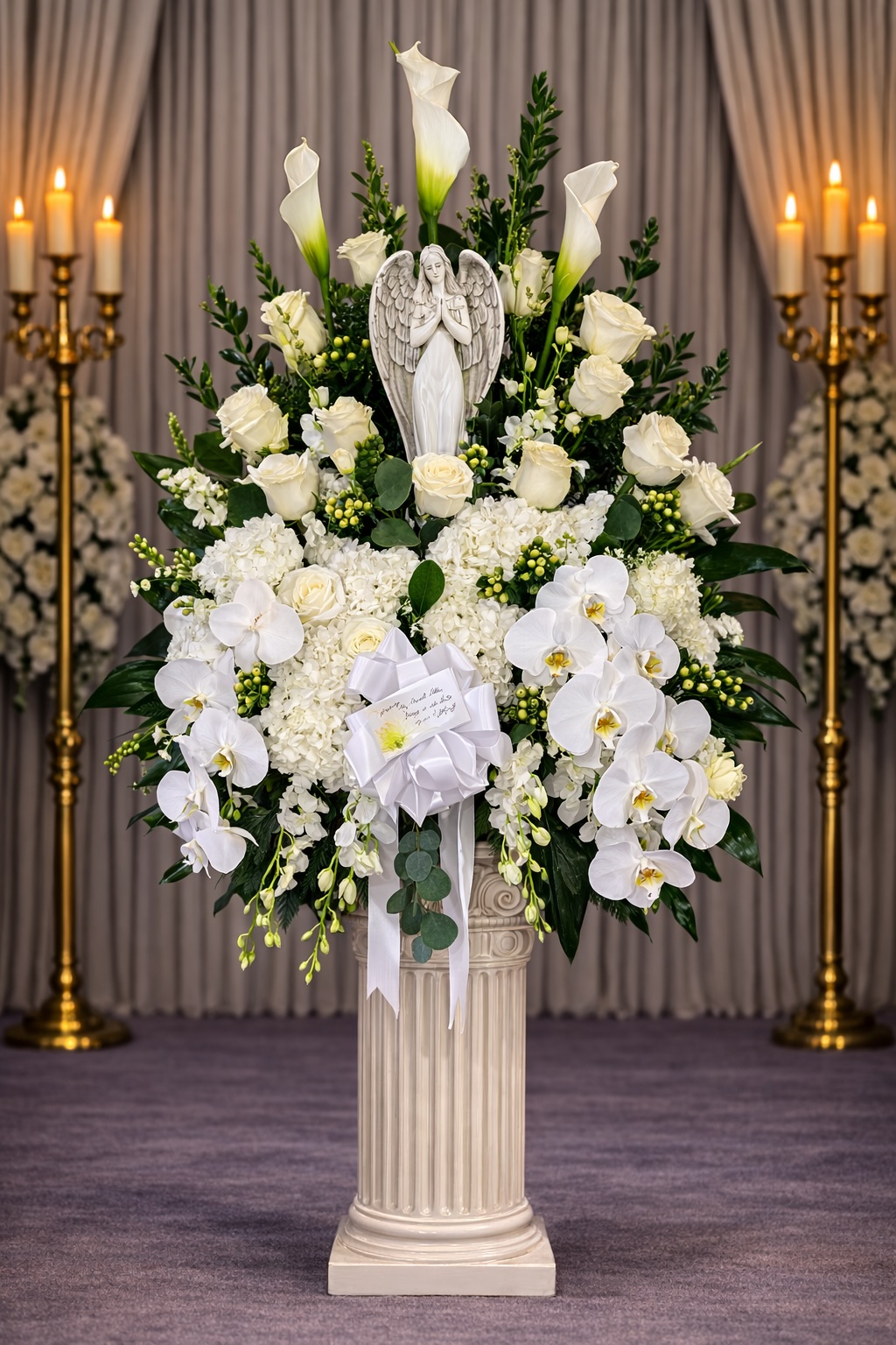 All white angel basket