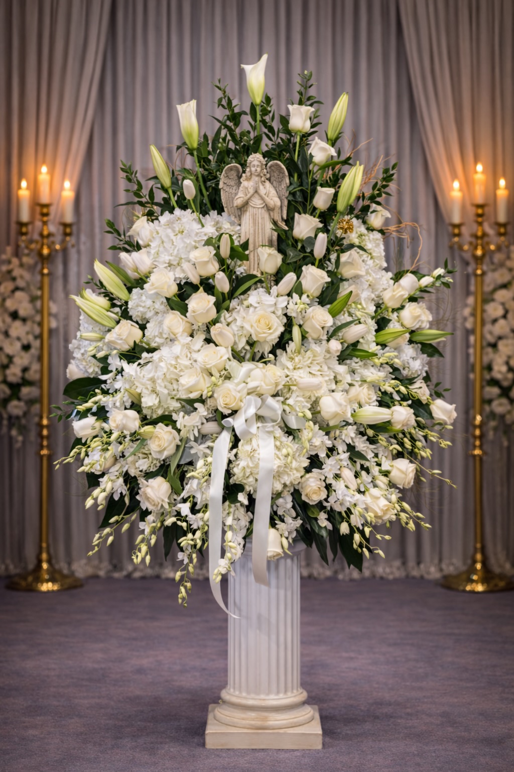 All white angel basket