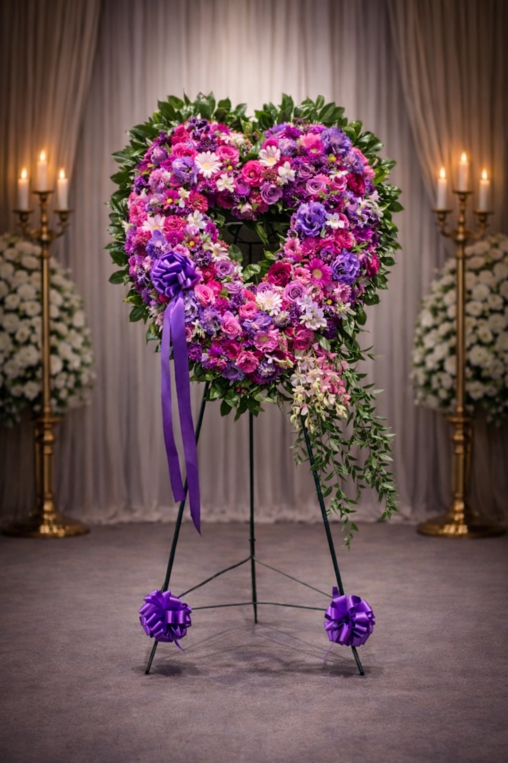 Open mixed purple heart on an easel