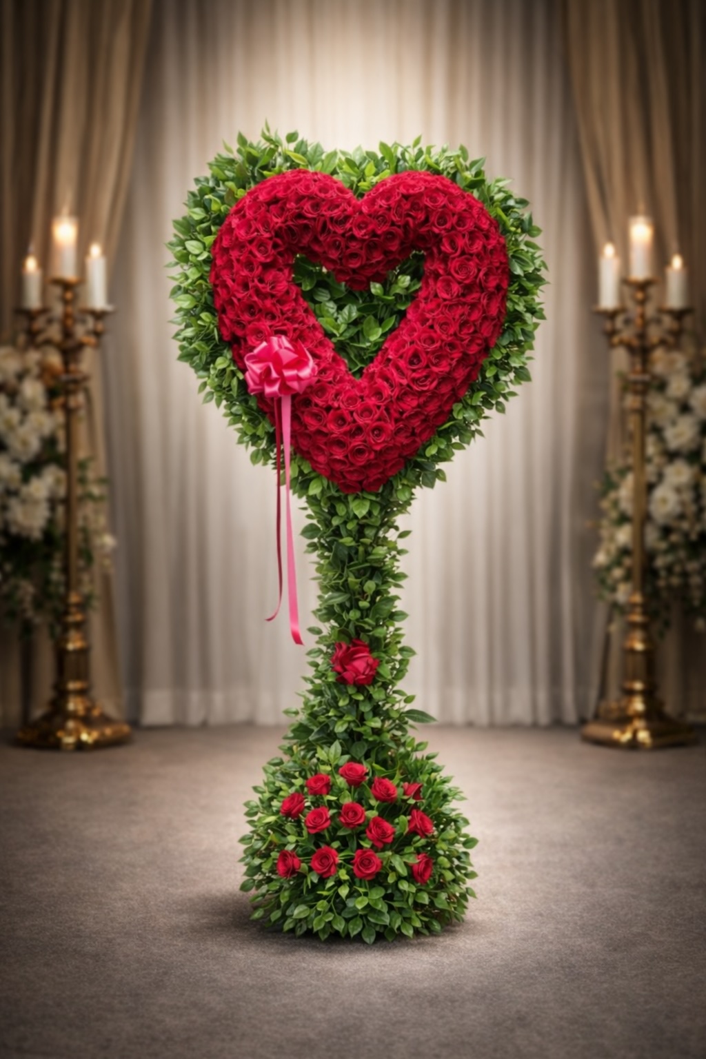 Red rose open heart with lemon leaf