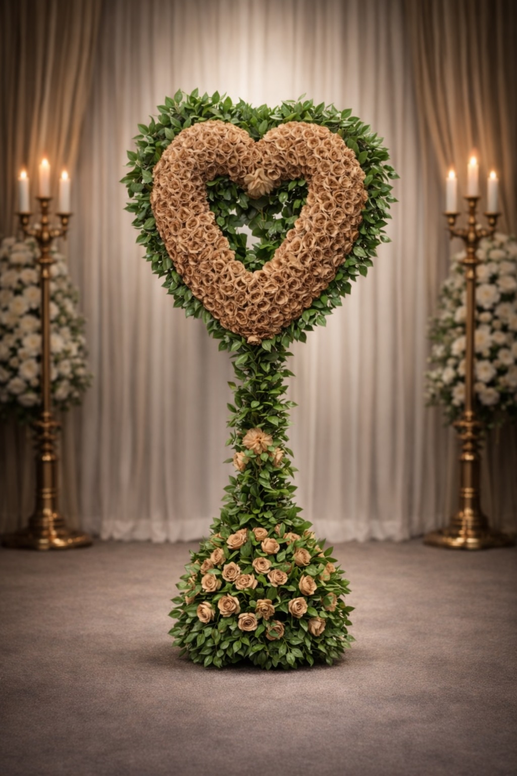 Gold rose open heart with lemon leaf