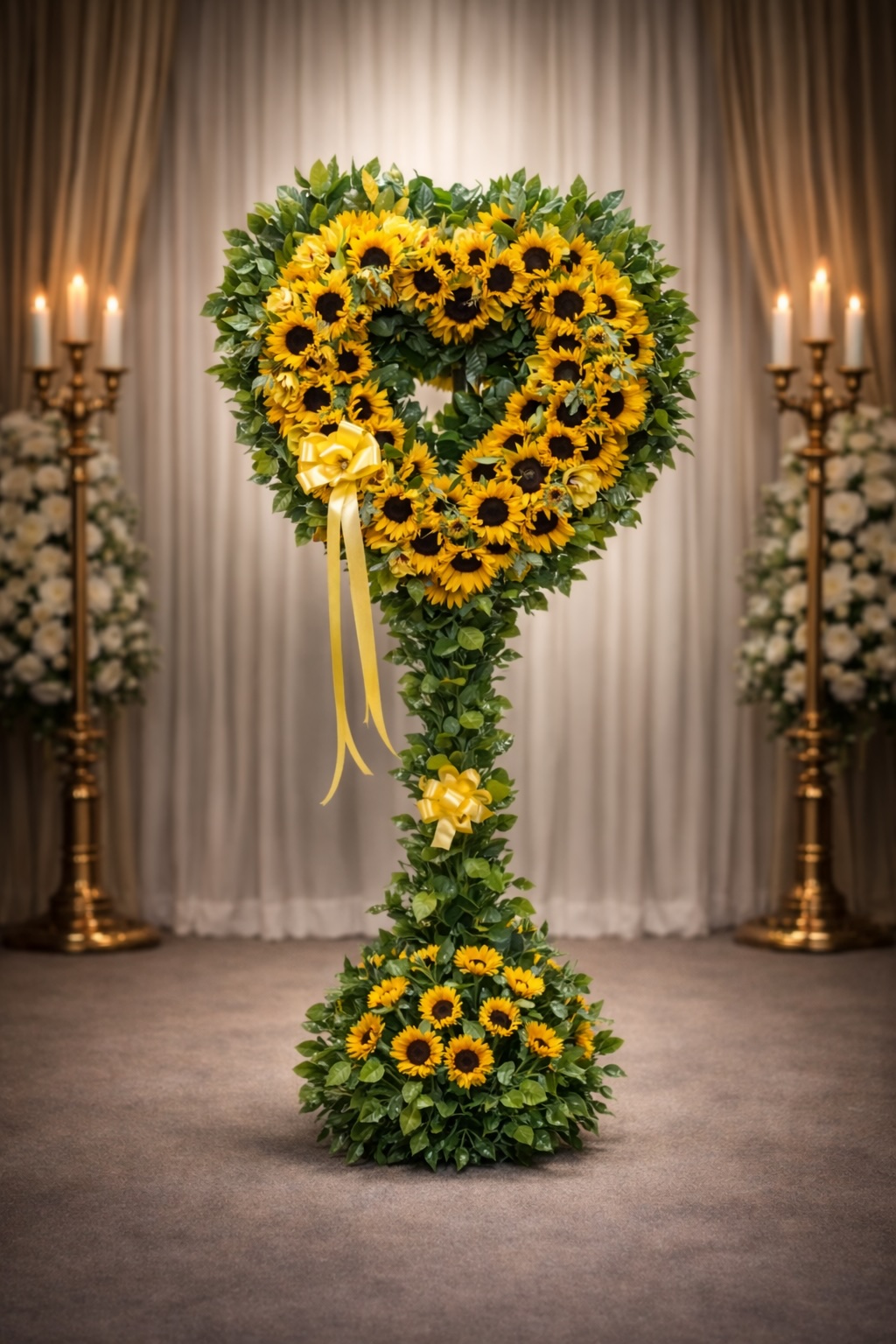 Sunflower open heart with lemon leaf