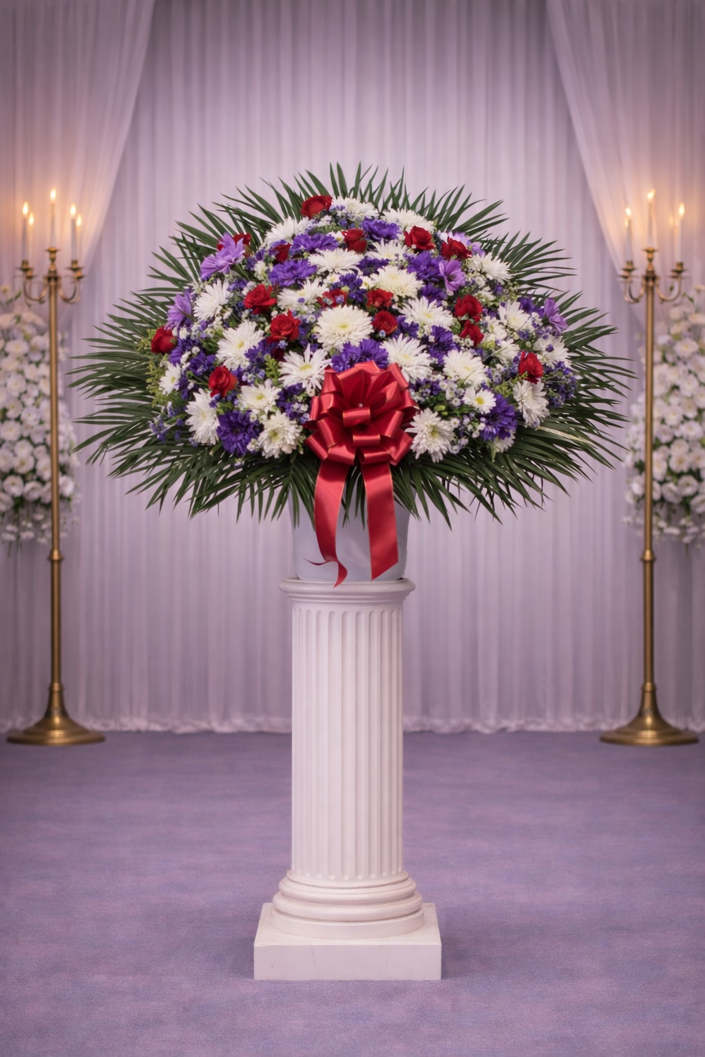 Purple, white and red standard basket
