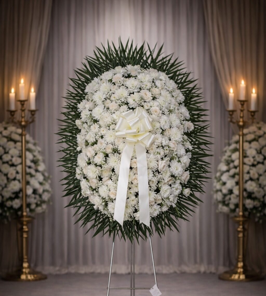 All white assorted spray on metal stand