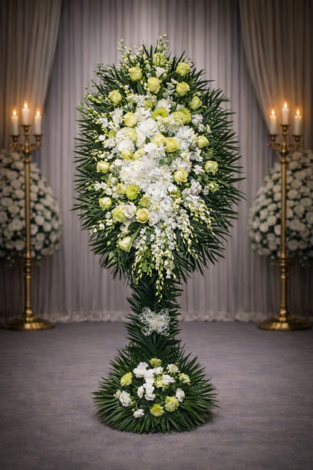 White and green freeflowing spray