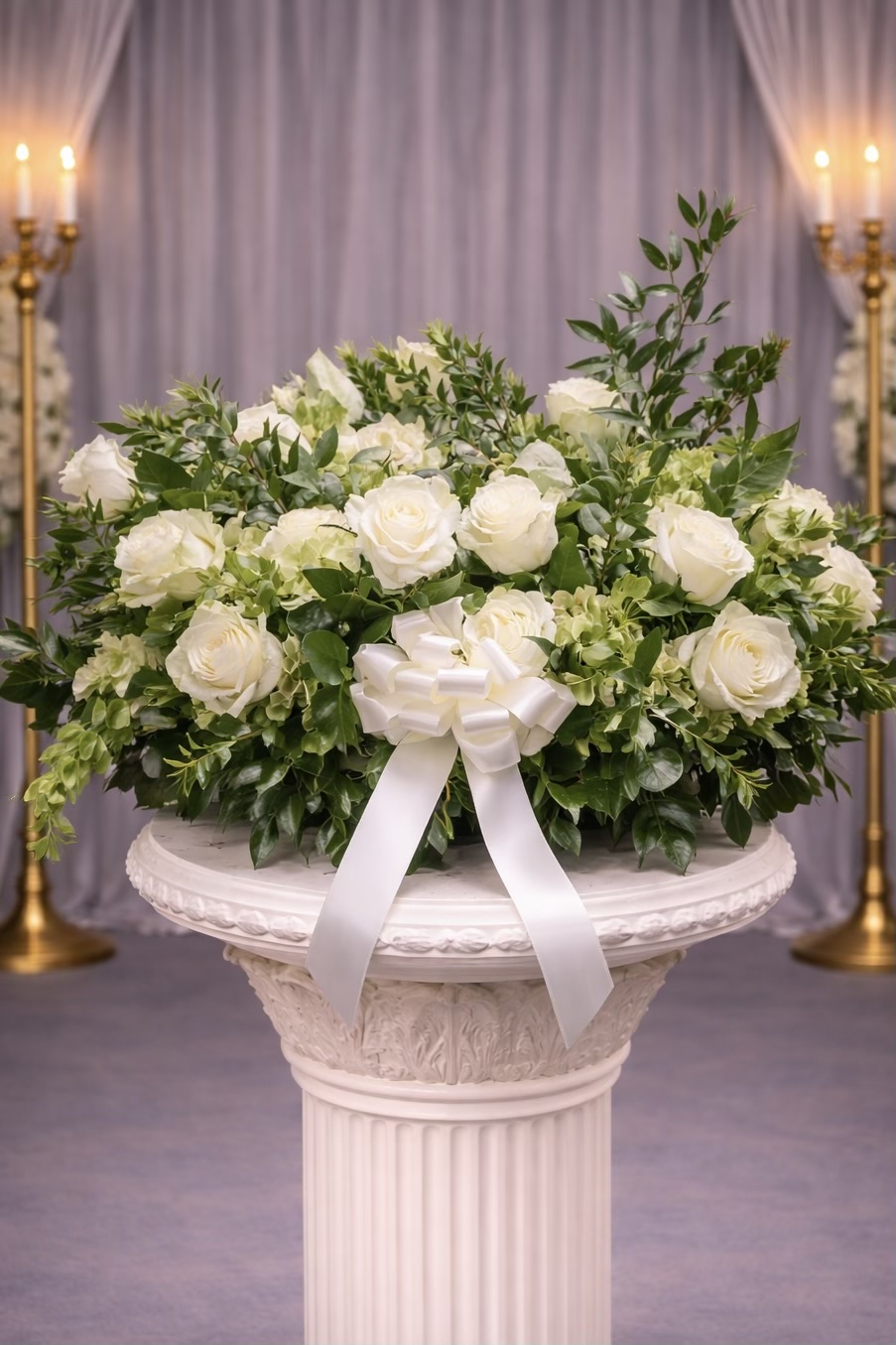 White Rose Urn Wreath