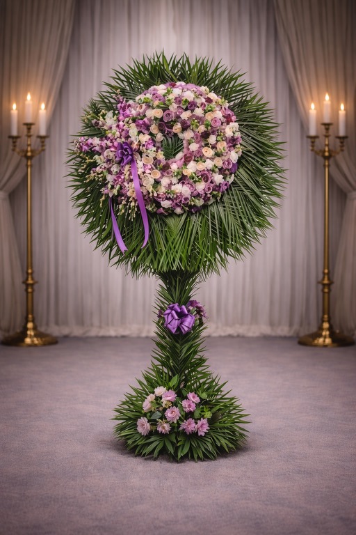 Purple and White Assorted Wreath with Orchid Burst