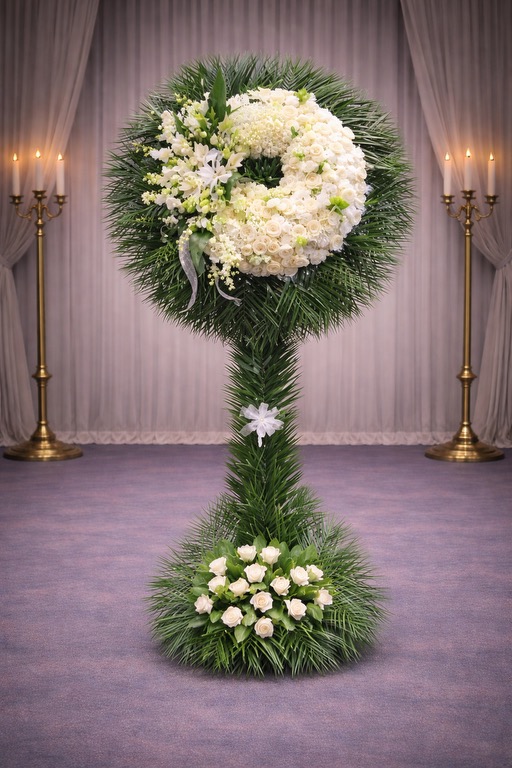 All White Assorted Wreath with Orchid Burst