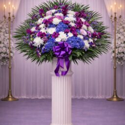 SB0420: Purple, blue and white  standard basket