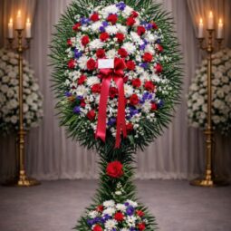 S0900: Red, White and Purple with Thai Leaves