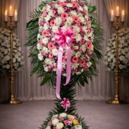S0550: White and Pink Assorted Spray with Thai Leaves