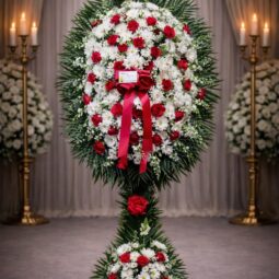 S0750: White and red assorted spray