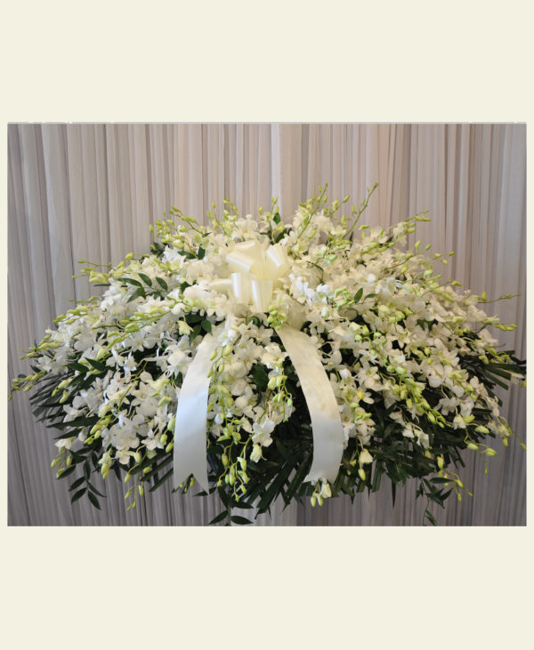 CS0050 White Dendrobium Orchid Casket Spray Floral Fantasy US