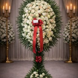 S1000: White assorted spray with red accents