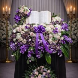 BI0500: Purple and White Orchid and Rose Real Bible Keepsake