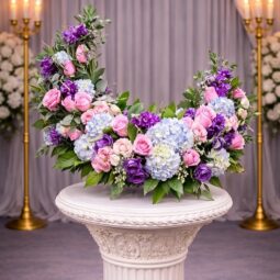 UW0100: Pink, Purple and Blue Urn Wreath